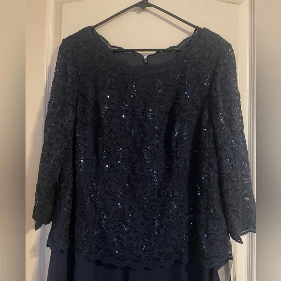 Alex Evenings Navy Long Sleeve Dress - Picture 4 of 6